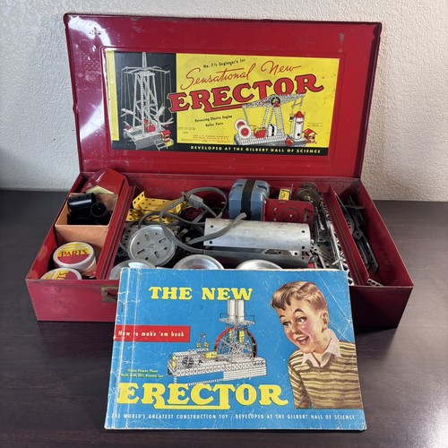 Gilbert Erector Set 7 1/2 Engineers Reversing Electric Engine Boiler 1938 *Notes - Picture 7 of 22