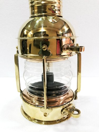 Electric Vintage Stable Gold Brass Lantern Lamp Wall Hanging Home Decor - Picture 3 of 5