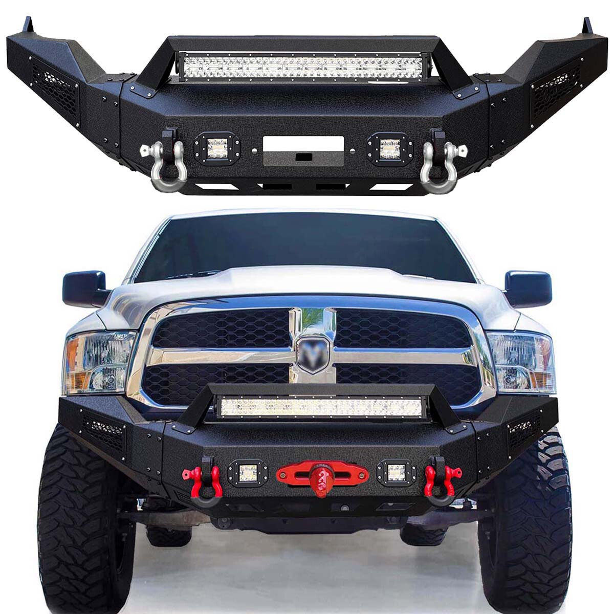 For 2013-2018 Dodge RAM 1500 Steel Texture Black Front