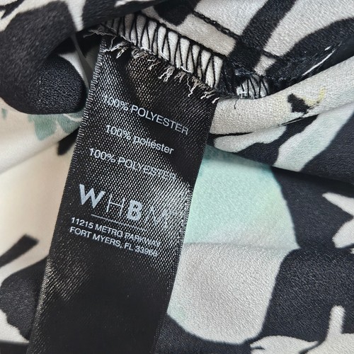 White House Black Market Blouse Womens Small Black Floral Flutter Sleeve Office - Picture 6 of 7