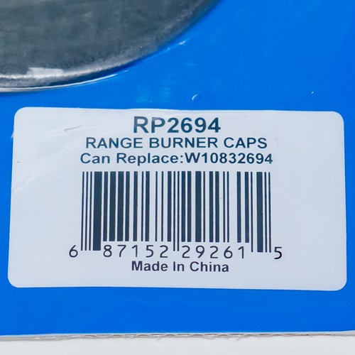 Supco RP2694 Gas Range Cooktop Burner Cap Set of 5 for Whirlpool W10832694 - Picture 6 of 6