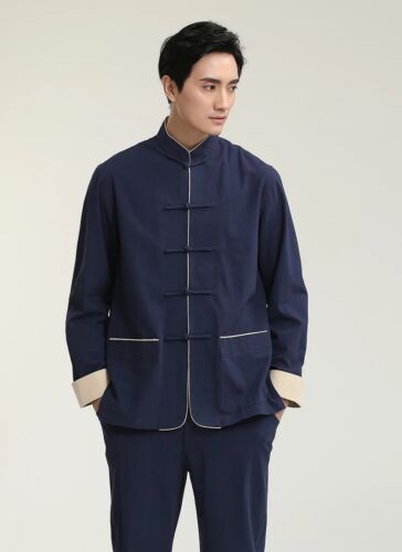 Nuovi pantaloni cinesi orientali da uomo kung fu blu contrario cmssh20 - Foto 2 di 8