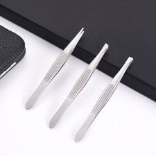 3.5'' 3 Pcs Tweezers Set - Stainless Steel Slant Tip, Flat, Point Tweezer