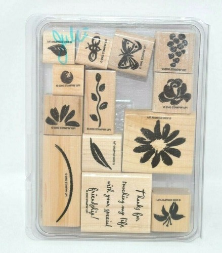 STAMPIN' UP! Juego de 13 estampillas de goma de madera "Jardín de acuarela" (2000) - KB15 - Imagen 1 de 3