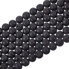 470 Lava Beads Black 8mm BULK Stone Round Circle Wholesale Bulk