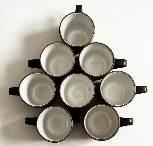 8 HEATH CERAMICS WHITE MATTE BROWN RIM LINE #205 STACK COFFEE MUG DISCONTINUED - Picture 7 of 21