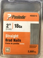 Paslode 650215 Collated Trim Nail, 2 In L, 18 Ga, Galvanized, Straight Nails