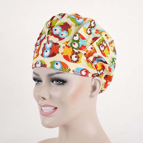 Bouffant Scrub Cap with Sweatband Ponytail Hats One Size Head Cover Floral Print - Picture 123 of 274