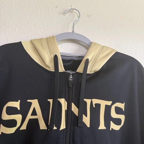 Sudadera con Capucha New Orleans Saints Therma-FIT Para Hombre XL Negra Poliéster Cremallera Completa Nike NFL - Imagen 2 de 14