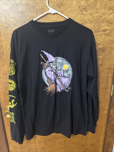 Vans Long Sleeve T Shirt Skeleton Wizard With Sleeve Logos (Men’s Medium) - Picture 1 of 11