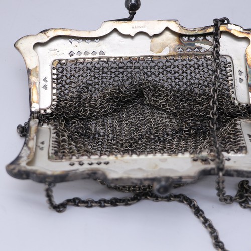 Antike Jugendstil Deko G-Silber Netz Geldbörse Handtasche Viktorianische Kette - Bild 13 von 13