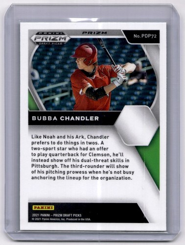 2021 Bubba Chandler Pittsburgh Pirates #PDP72 - Picture 2 of 2