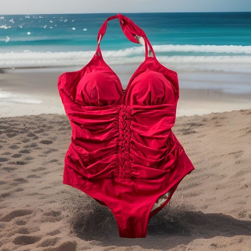 Swimsuits For All One Piece Swimsuit Women 16 Red Slimming Ruching NWT
