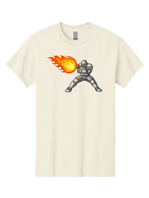 Knight-Throwing-Fireball Mens Graphic Tee, 100% Cotton, Casual Summer Wear