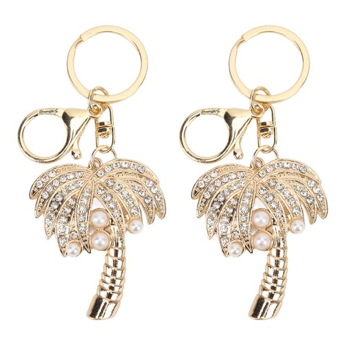 2pcs Keychain Pendants Coconut Palm Tree Shape Rhinestone Keychain For Car Zz1 - Picture 6 of 12