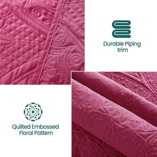 Floral Bedspreads Queen Size 3 Piece Quilted Bedspread Quilt Set Comforter Set - Picture 181 of 220