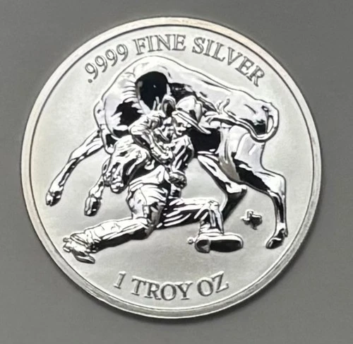 2024 Silver 1 Troy Oz .9999 Texas Precious Metals Round rodeo Bull