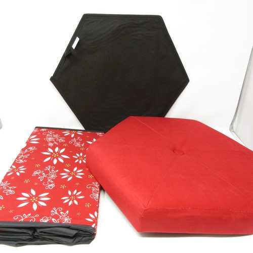 Temp-Tations Collapsible Fabric Storage Ottoman Red Floral Lace 18" NEW - Picture 5 of 11