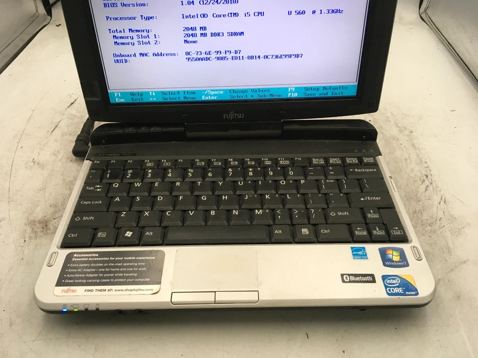 FUJITSU LIFEBOOK T SERIES T580 -BOOTS TO BIOS- INTEL I5 U560 - 2GB RAM -READ- BB - Image 3 of 4