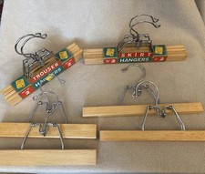 8 Vintage Wooden Clamp Hangers 4 Skirt  4 Trouser Clothes Orig Packaging KMart