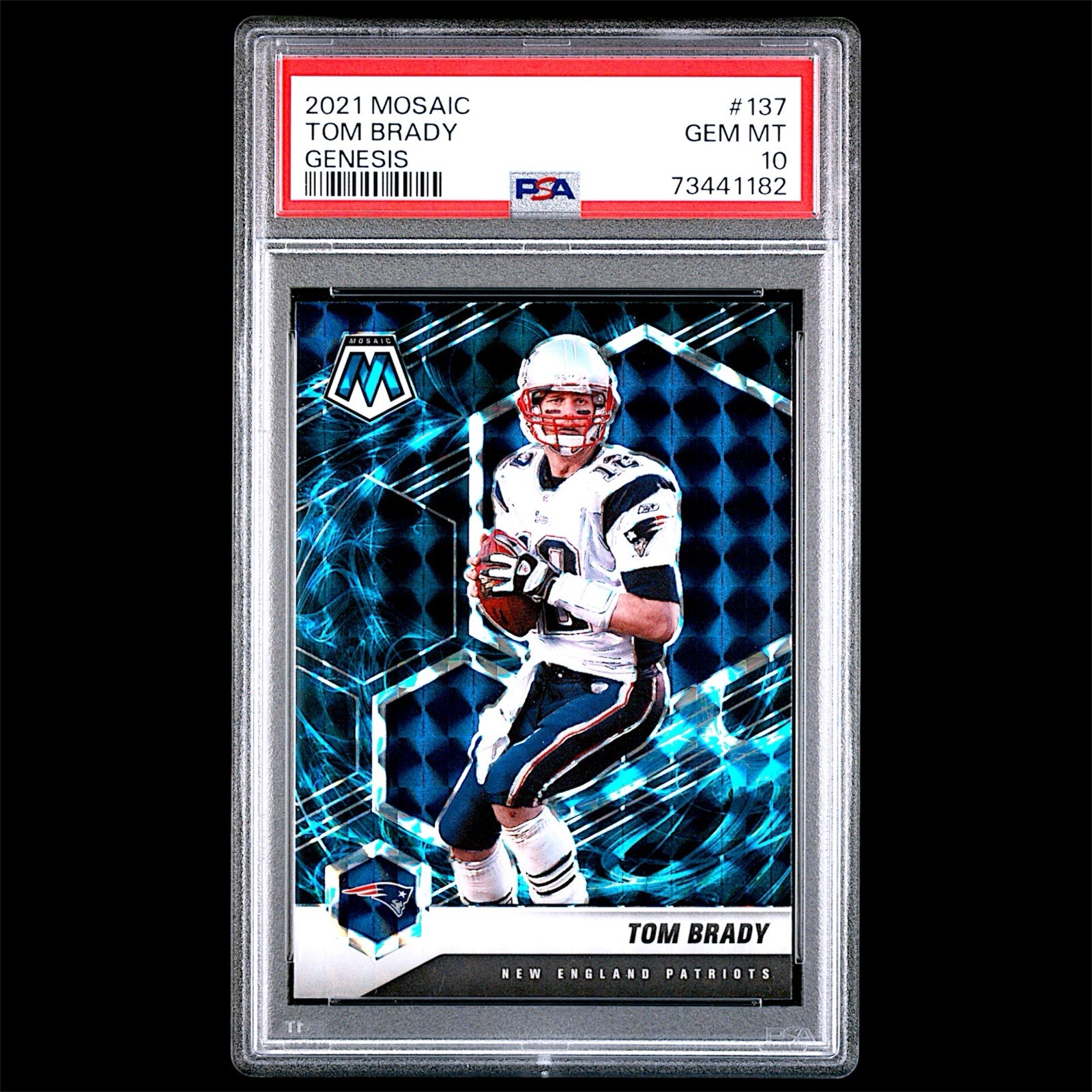 Tom Brady 2021 Panini Mosaic Genesis Prizm PSA 10 GEM MINT #137 True Base🔥 📈