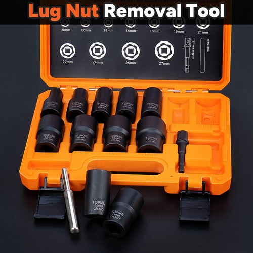 Lug Nut Removal Tool, 13 Pieces Lug Nut Extractor Set 1/2 Inch Drive, Locking... - Picture 7 of 7