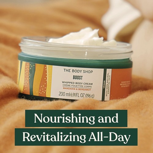 The Body Shop Boost Whipped Body Cream 200ml Mandarin & Bergamot NEW Vegan - Picture 2 of 13