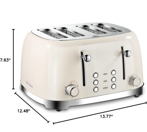 4 Slice Toaster Retro Stainless Steel Toasters with Bagel Defrost Cancel F...A3 - Picture 8 of 20