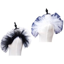 Ruffle Mesh False Collar Shoulder Wrap Shawl for Masquerade Reenactment Costume