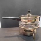 Vintage Pyrex Butter Sauce Gravy Glass Pot On Candle Warmer