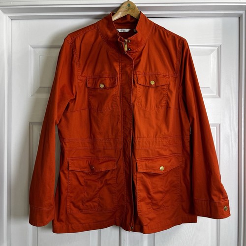 Liz Claiborne Jacke Taschen Druckknopf Reißverschluss Burnt Orange Größe XL
