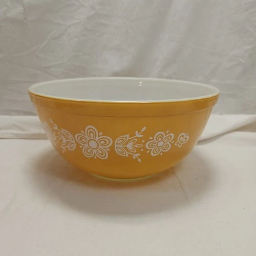 Vintage Pyrex Butterfly Gold 403 Largest Nesting Mixing Bowl 2.5 Quart