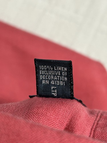 POLO RALPH LAUREN Hemd Herren XL Rosa 100% Leinen CUSTOM Fit Button Down Blau Pony - Bild 14 von 14