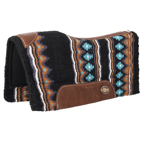 Klassy Cowgirl Barrel Style Orange, Black & Turquoise Memory Felt Saddle Pad - Picture 2 of 2