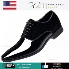 Men's Tuxedo Patent Leather Classic Velvet Lace-Up Business Dress Shoes