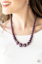 NWT Paparazzi Party Pearls Purple White Rhinestone Short Necklace  Earring Set