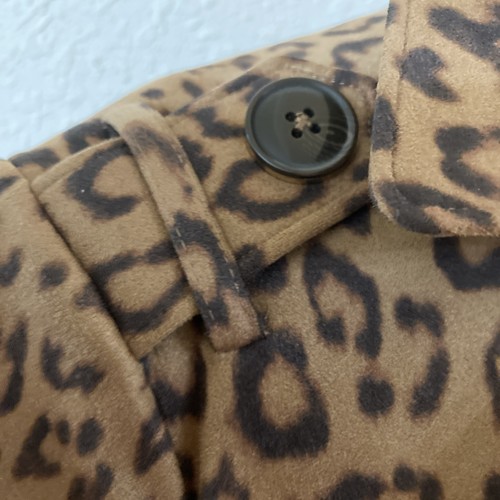 Chico's Animal Print Trench Coat Belted Collared Tan Brown Womens Size 0 (4/6) - Picture 4 of 15