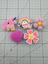 Lot of 5 Jibbitz Shoe Charms for Crocs   Pink Girl Theme - A1