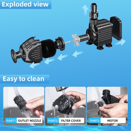 Billing Submersible Pump for Pond Dirty Water, 60W 3200 L/H Quiet Pond - Picture 4 of 5