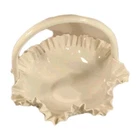 Vintage Fenton White Milk Glass Hobnail Ruffled Basket 11" Wide  V.B.