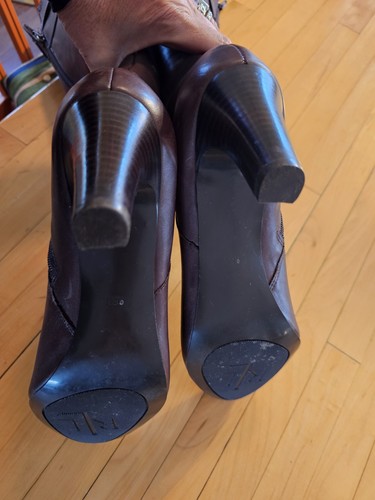 De colección Ralph Lauren Botas Hasta la Rodilla Cuero Marrón Oscuro con Cremallera Tacones Talla 9.5 - Imagen 9 de 18