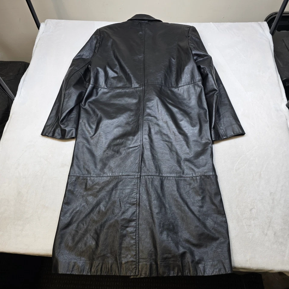 Charles Klein кожи двубортный Тренч мужской большой черный полная длина - Изображение 3 из 4