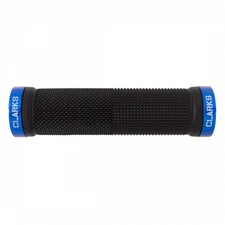 Clarks Dual Lock-On Bike Grips 130mm - Blue/Black Soft Rubber Comfort & Alloy