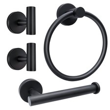 Matte Black Bathroom Hardware Set, SUS 304 Stainless Steel Wall Mounted
