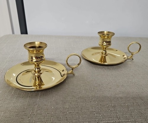 Baldwin massiv Messing Kammerleuchter Kerzenständer Fingerkerzenhalter Paar Vintage