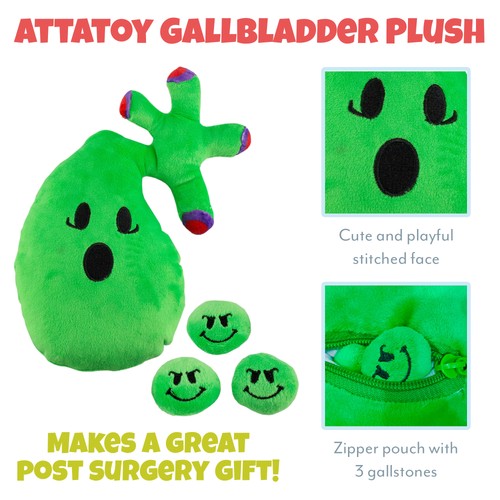 Gallbladder Plush, Body Organ Stuffed Toy w/ Gallstones, After Surgery Gift - Picture 4 of 10