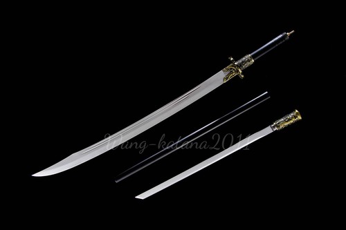 60" Sharp Kungfu Long Big Dao Tang Sword & Broadsword 2in1 High Manganese Steel - Picture 12 of 14