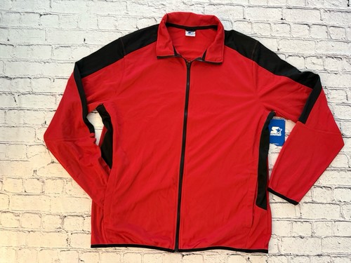 Vintage Starter Red Black Polyester Full Zip Long Sleeve Jacket Large 42-44 NWT - Picture 8 of 23