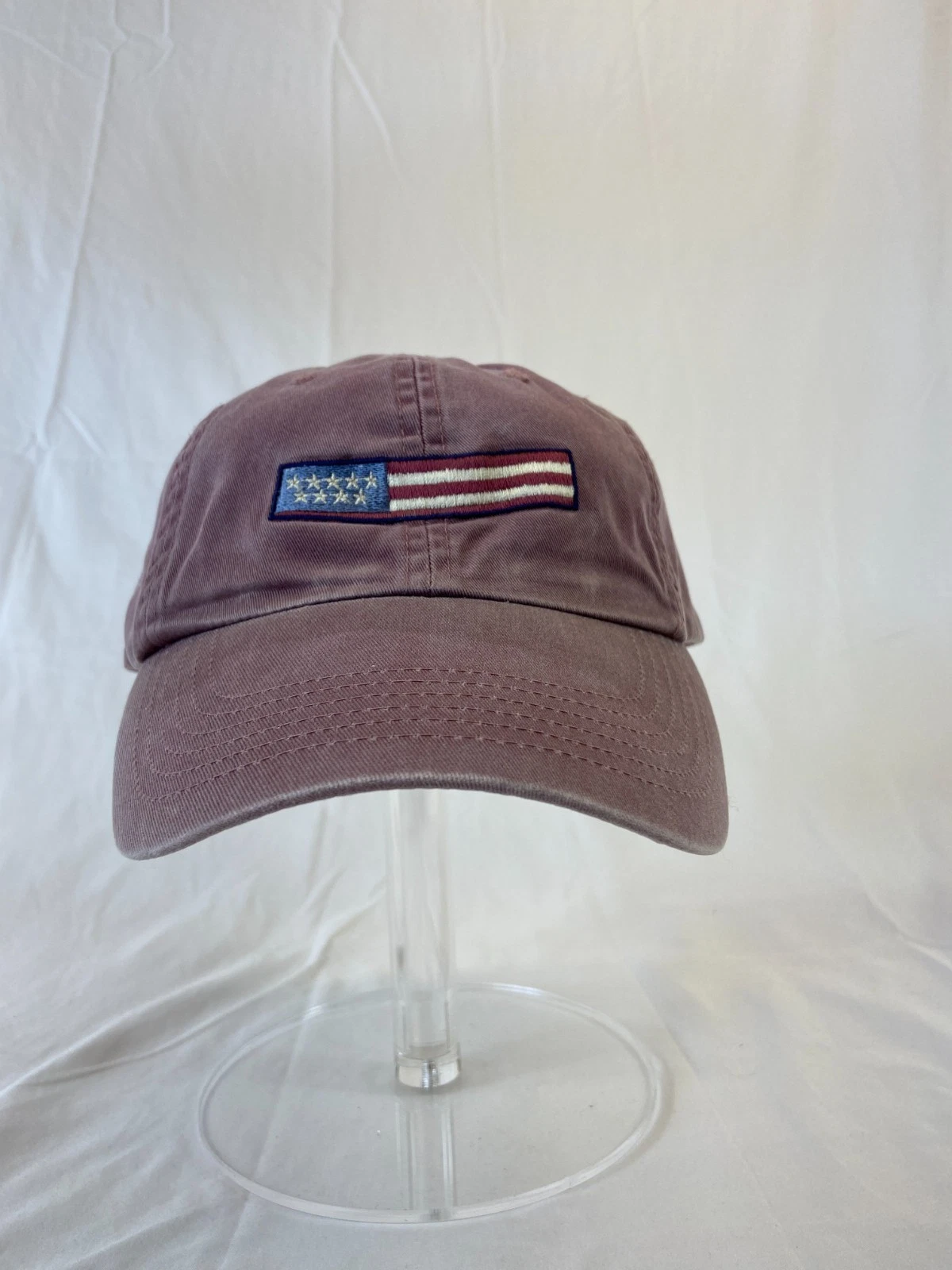 American Flag Baseball Cap Buckleback Hat Maroon USA Patriotic Classic Casual