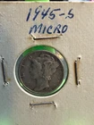 1945 S Micro S Mercury Dime VF E 1899